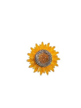 Sunflower Crystal Brooch - Yellow Sunflower Pin